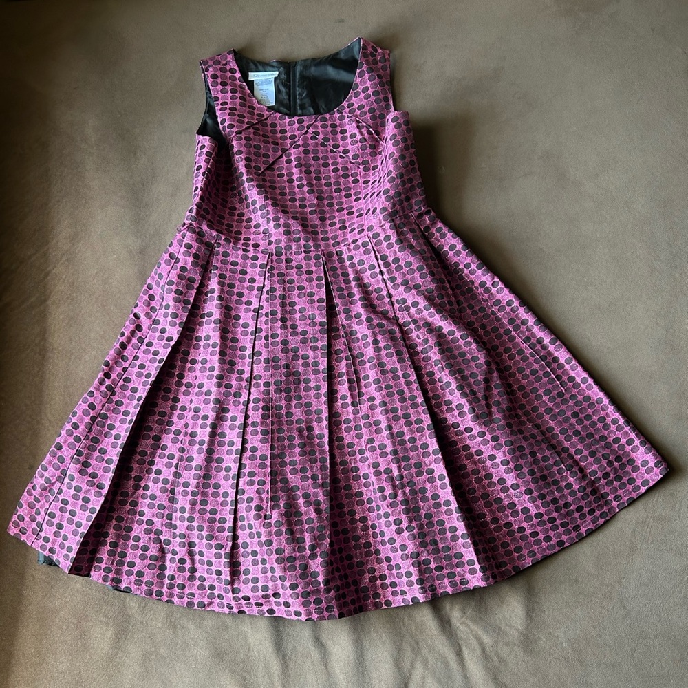 Bonnie Jean Purple and White Pleated A-Line Dress for Weddings